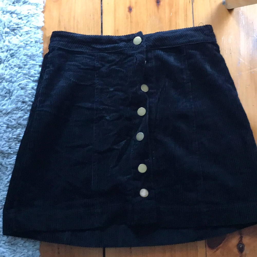 Black button up corduroy skirt